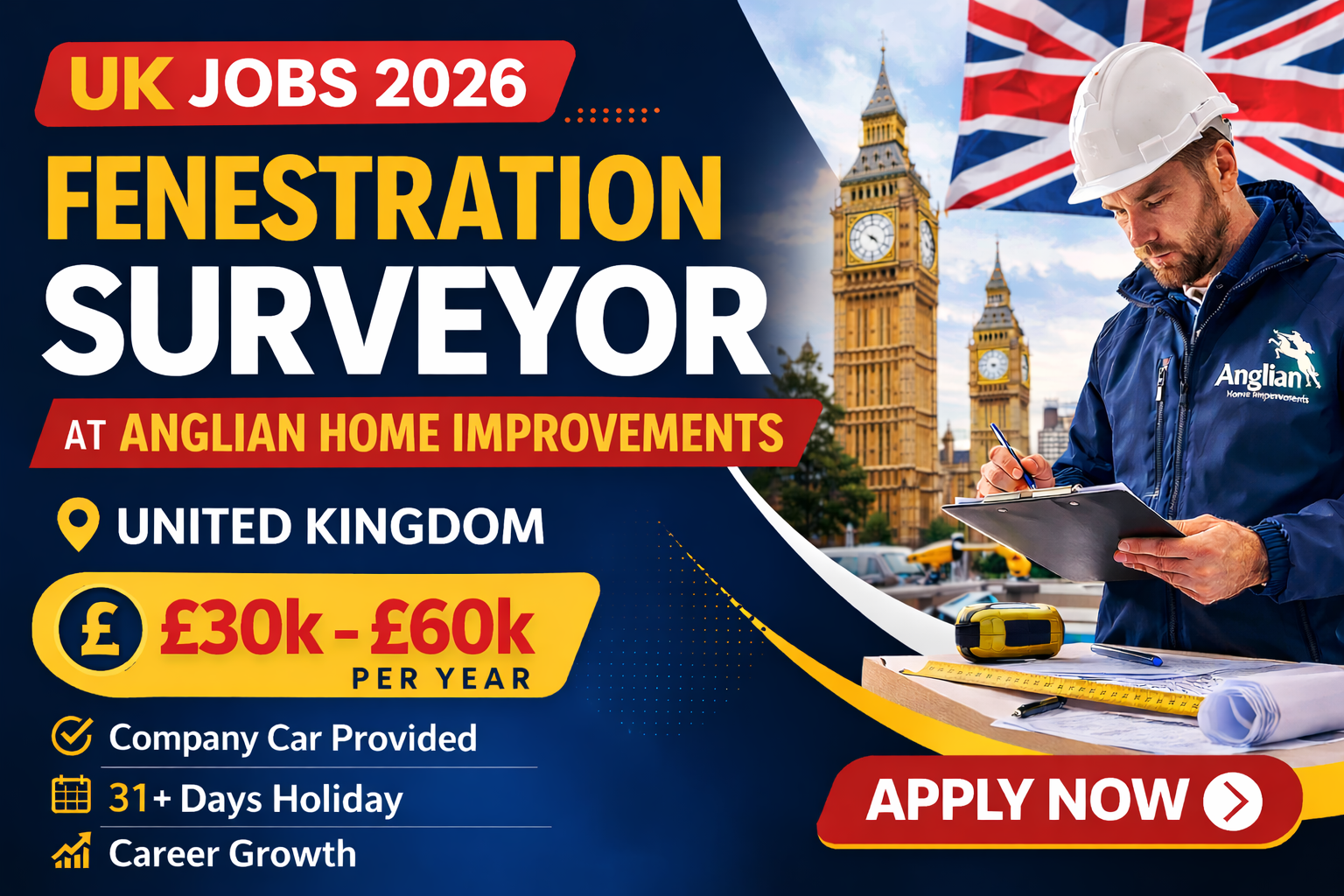 Fenestration Surveyor at Anglian Home Improvements | United Kingdom